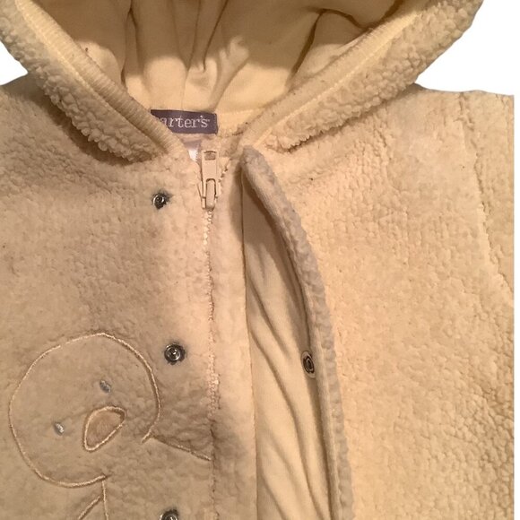 Carters Baby Hooded Yellow Fleece Footless Romper 3-6M With Embroidered Duck - Picture 13 of 14